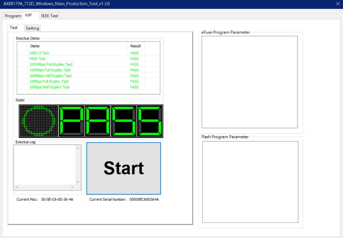 Figure-10. AX88179A Windows Mass Production Test Tool – Networking Test